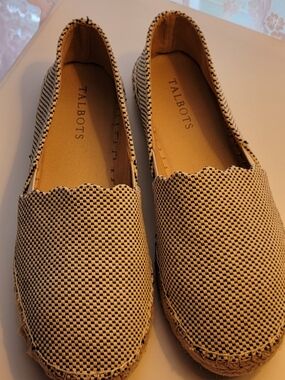 Talbots Women's Black & White Woven Espadrille Slip-Ons